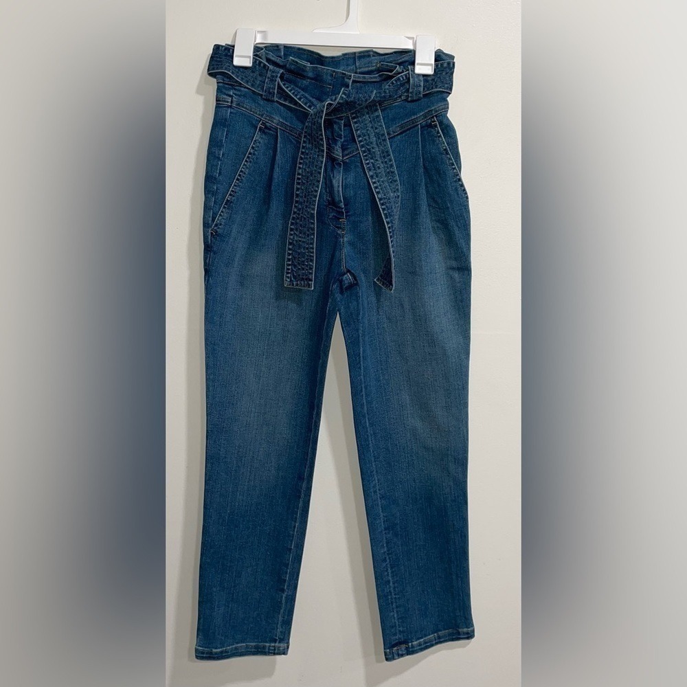 A.L.C. Davis High Waisted Paperbag Tie Pants in color Medium Indigo Sz 6